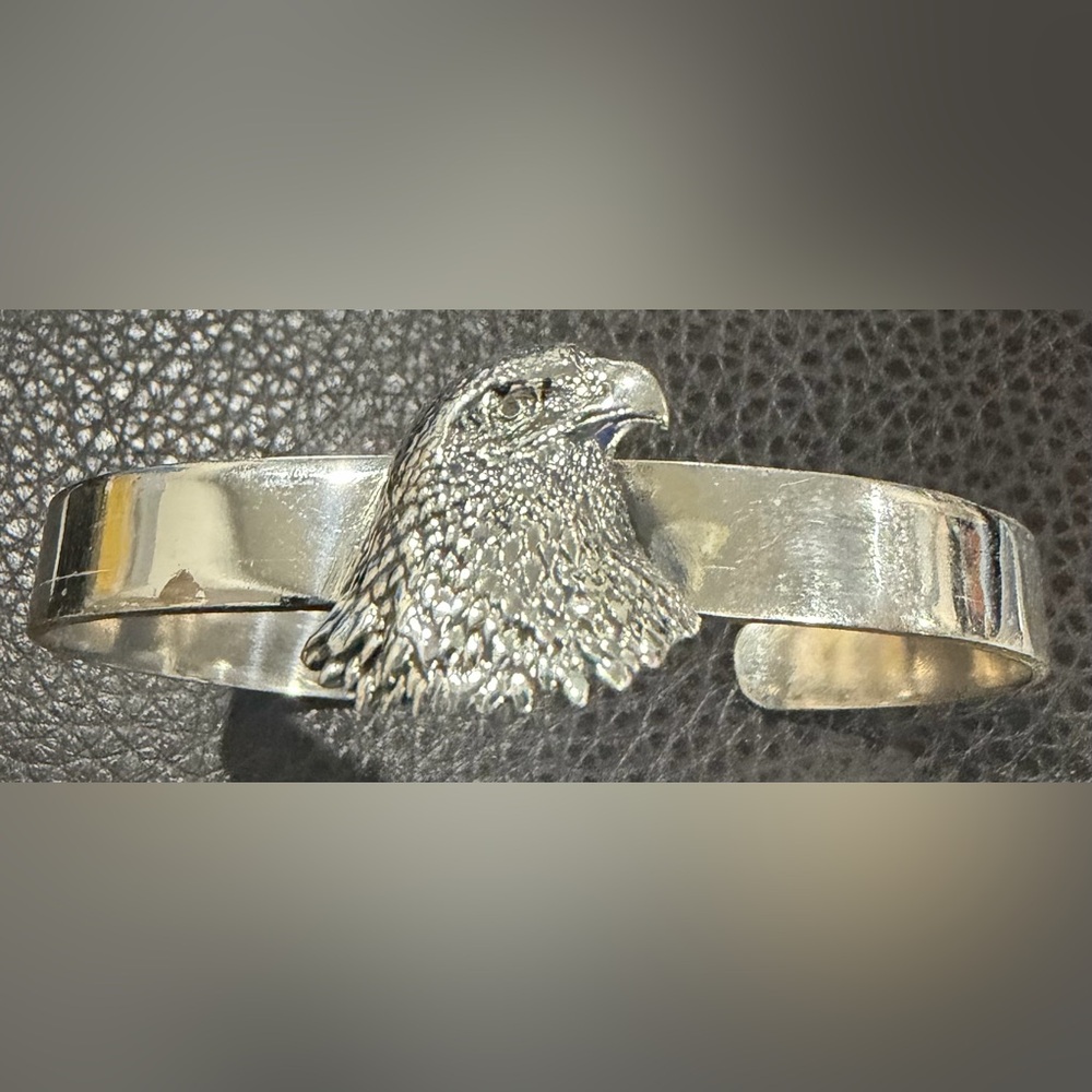 Sterling Silver Silver Eagle Head Cuff Bracelet